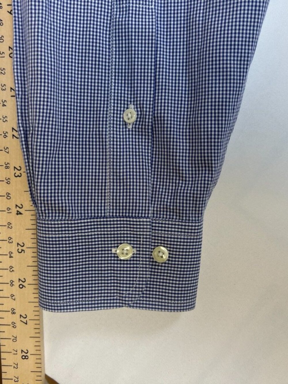 Brooks Brothers Men 17-6/7 Blue White Gingham Non-Iron Cotton Button Up Shirt - Picture 5 of 7